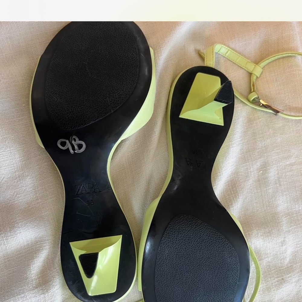 Zara Lime Green Ankle Strap Heels 7.5 - Picture 6 of 7